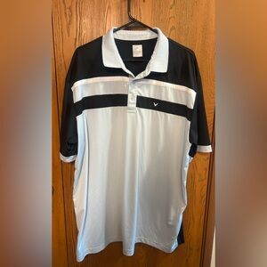 Callaway Polo Shirt Mens 2XL XXL Black Striped Opti-Dri Golf Performance Stretch
